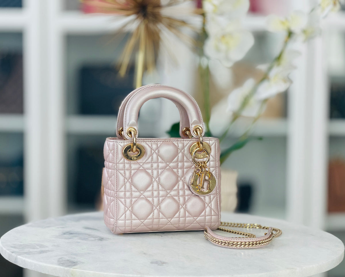 Lady dior sale mini pearl pink