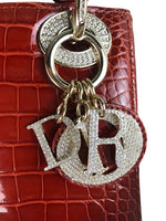 Charger l&#39;image dans la galerie, Christian Dior Lady Dior Mini Exotic Crocodile Leather Crystal and Gold Hardware
