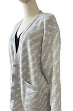 Load image into Gallery viewer, Balenciaga Allover Logo V- Neck Cardigan - Unisex Oversized Fit
