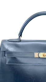 Load image into Gallery viewer, Hermes Kelly32 Sellier Vintage Black Box 24kt Plated-Gold Hardware
