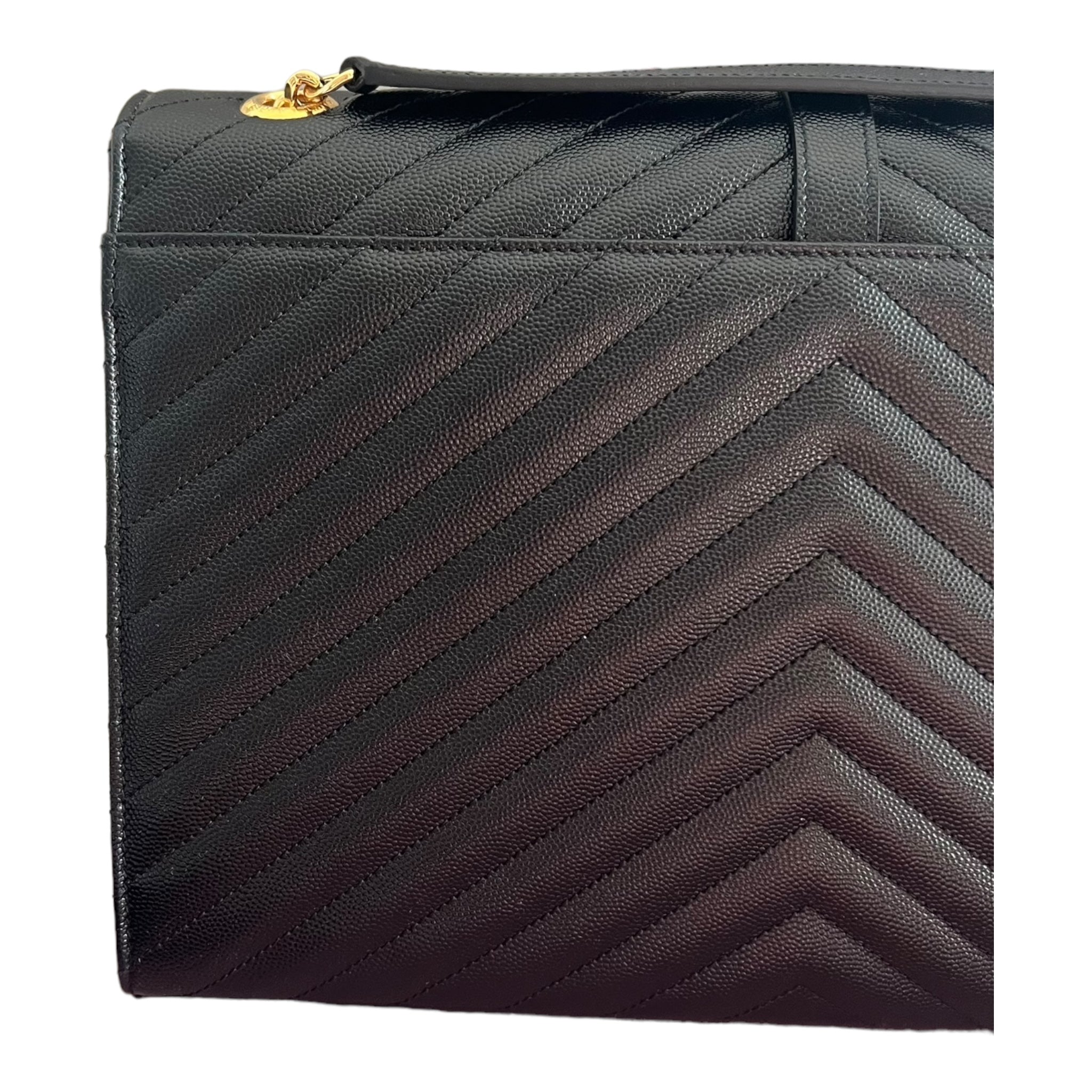 Saint Laurent Envelope Bag Grain de Poudre Chevron Quilted Large YSL