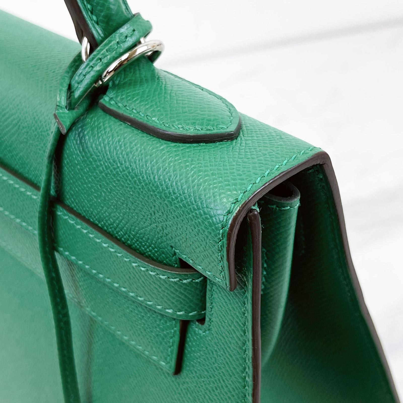 Hermes Kelly Sellier 32 Vert Vertigo Epsom Palladium Hardware