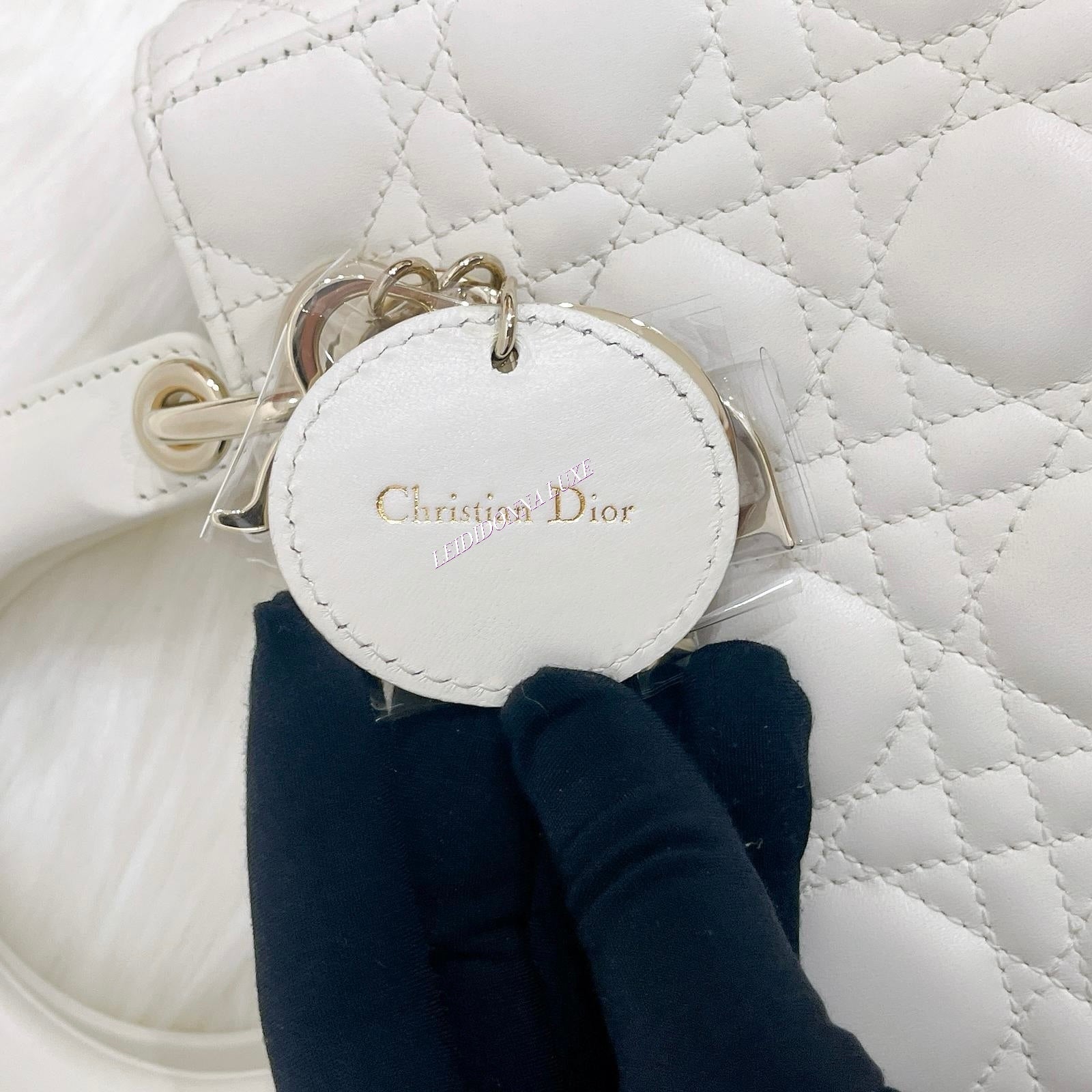 Christian Dior My Lady ABCDior Small White Lambskin Gold-tone Hardware