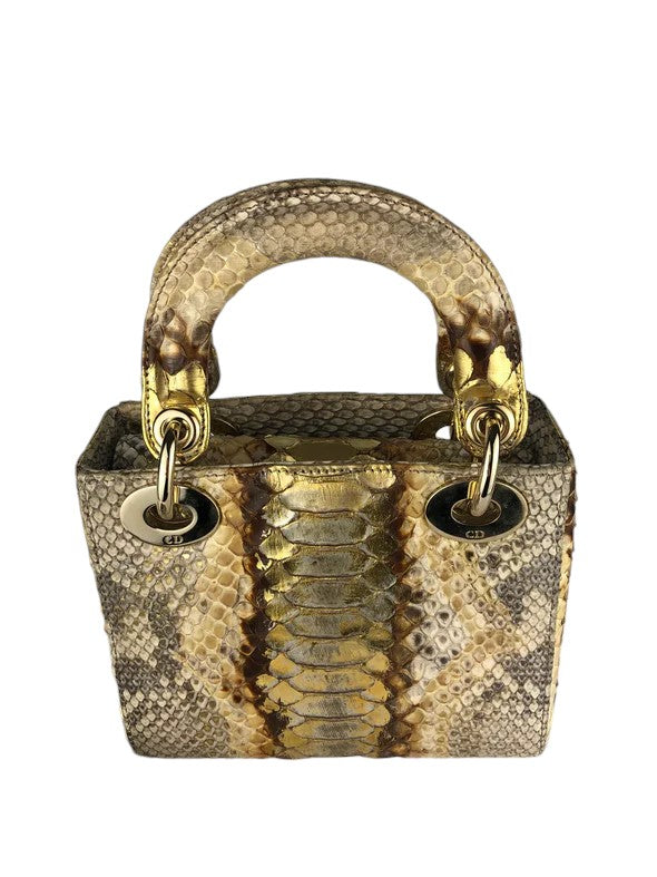 Lady Dior mini gold snakeskin, with gold hdw