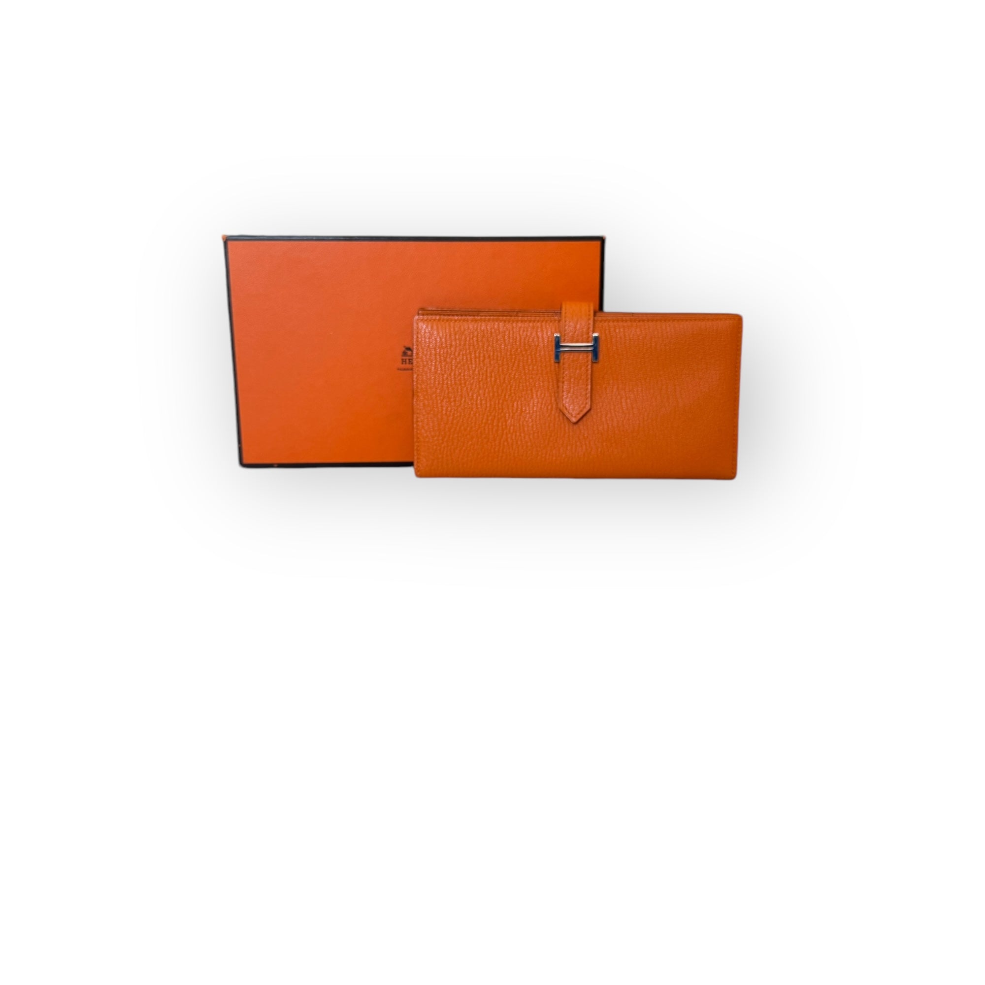 Hermes H Bearn Wallet Orange Chevre Mysore Palladium Hardware