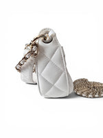 将图片加载到图库查看器，Chanel Half Moon Mesh Bag Ivory Lambskin Gold-tone Hardware
