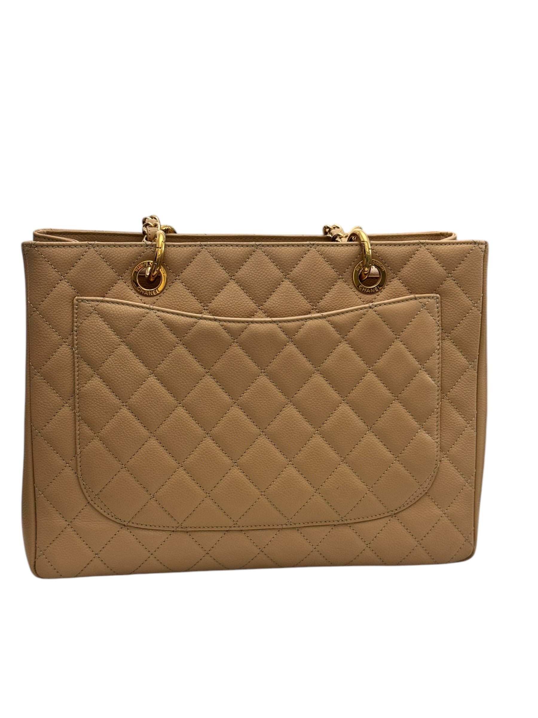 Chanel Grand Shopper Tote GST Dark Beige Caviar Gold-tone Hardware