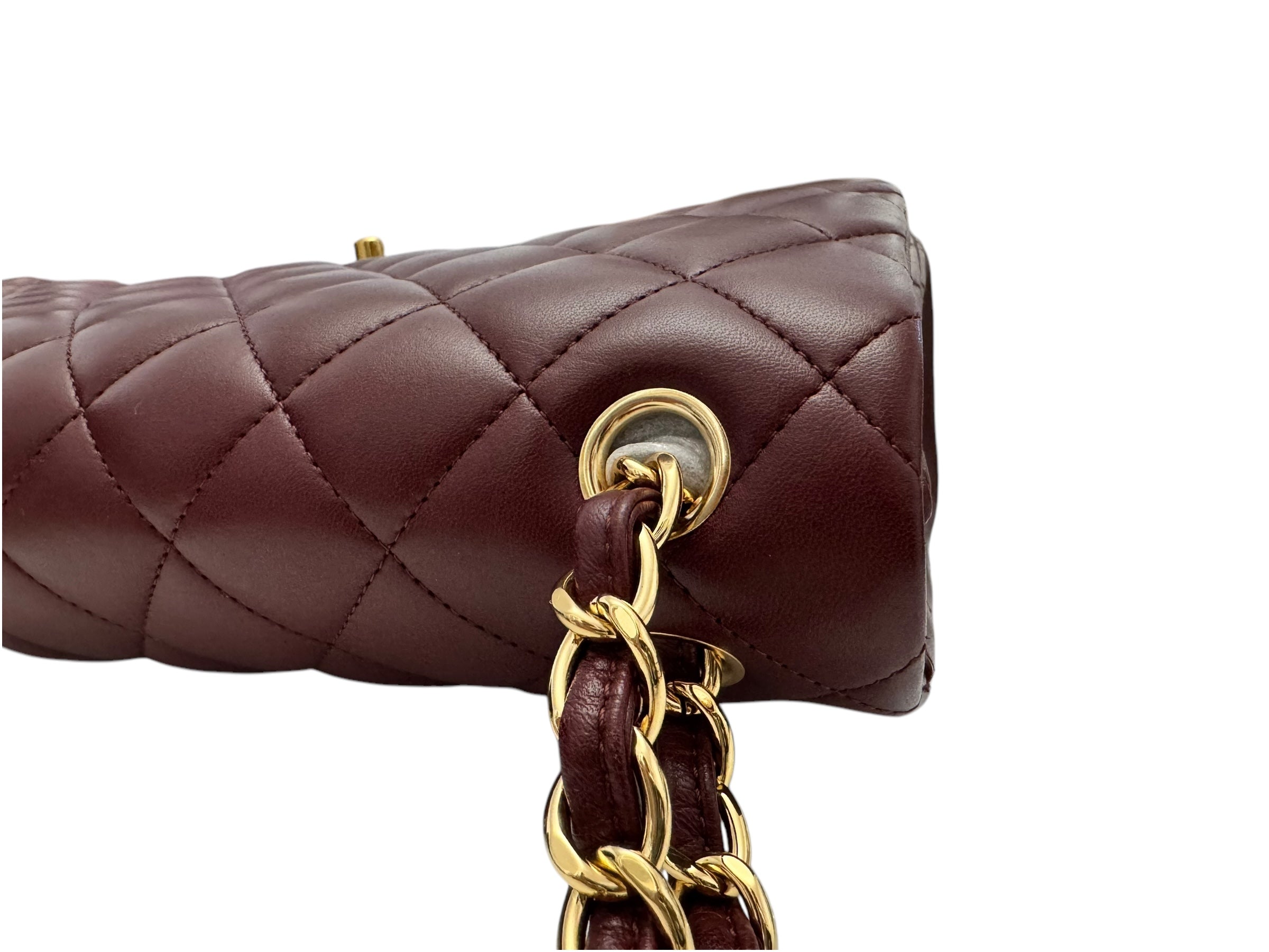 Chanel Timeless Classic Jumbo Burgundy Lambskin Gold-tone Hardware