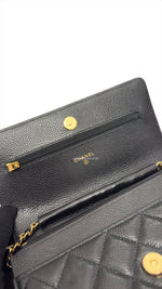 将图片加载到图库查看器，Chanel Classic Wallet on Chain Black Caviar Gold-tone Hardware
