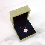 Charger l'image dans la galerie, Van Cleef and Arpels VCA Holiday Pendant, Vintage Alhambra Diamond, Pink Sevres, 18kt Gold

