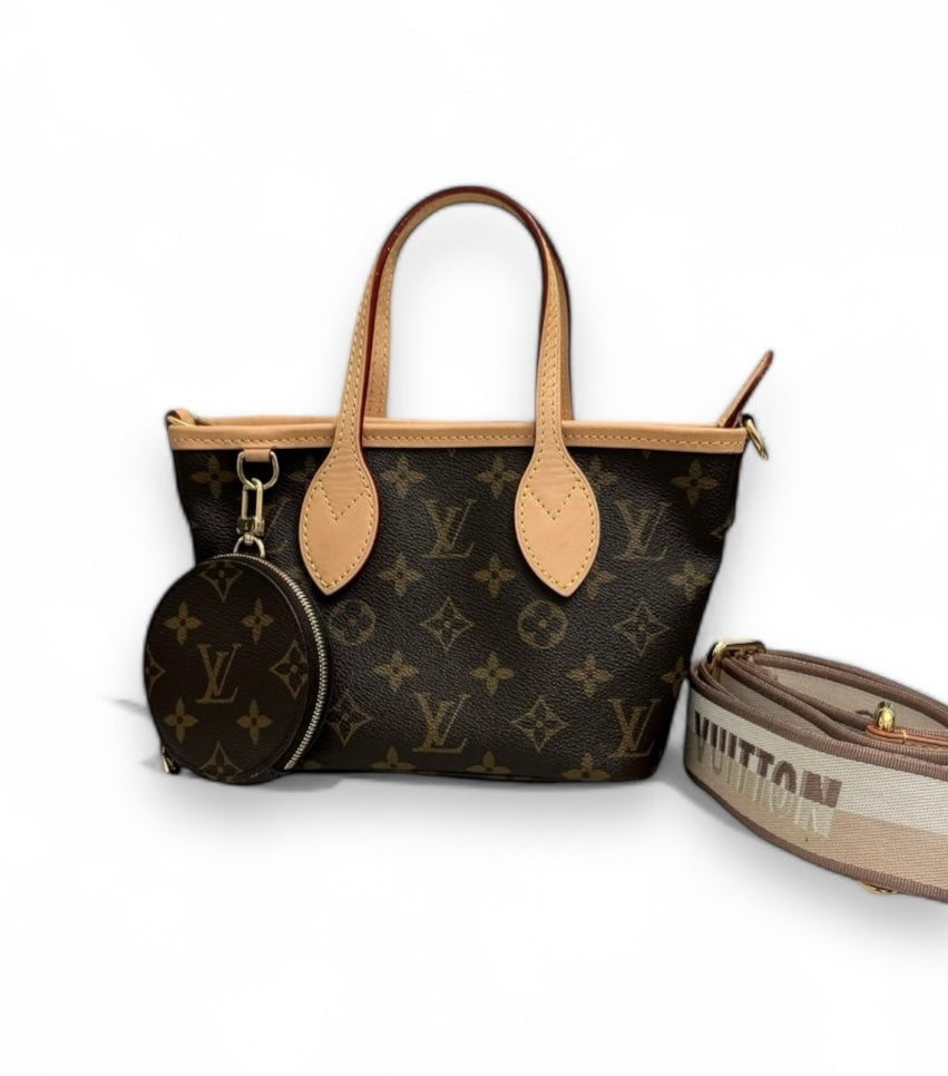 Louis Vuitton LV Neverful BB Beige Classic Monogram, Gold-tone Hardware