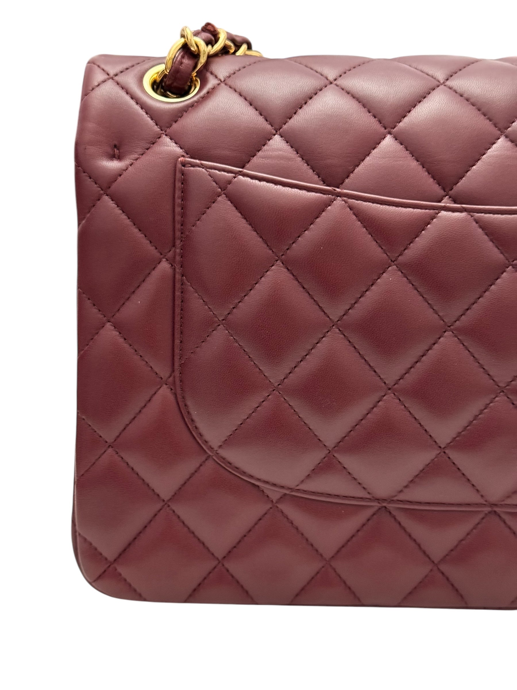 Chanel Timeless Classic Jumbo Burgundy Lambskin Gold-tone Hardware