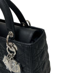 Load image into Gallery viewer, Christian Dior Lady Dior Medium Black Grained Leather/Caviar Silver-tone Hardware
