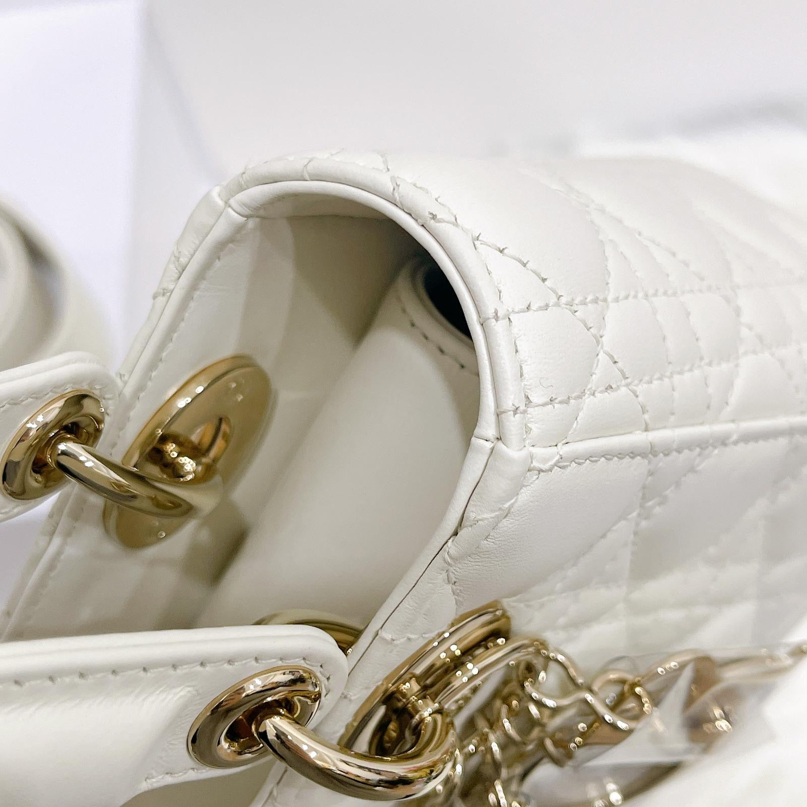 Christian Dior My Lady ABCDior Small White Lambskin Gold-tone Hardware