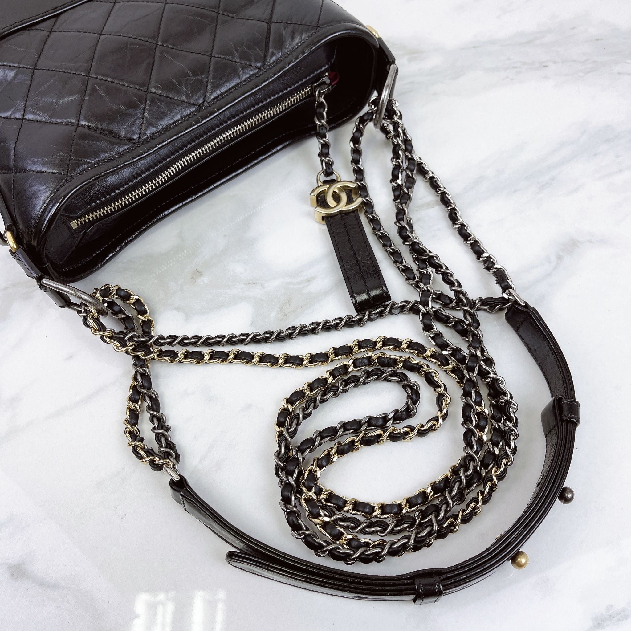 Chanel Gabrielle Small Black Calfskin Mixed Hardware