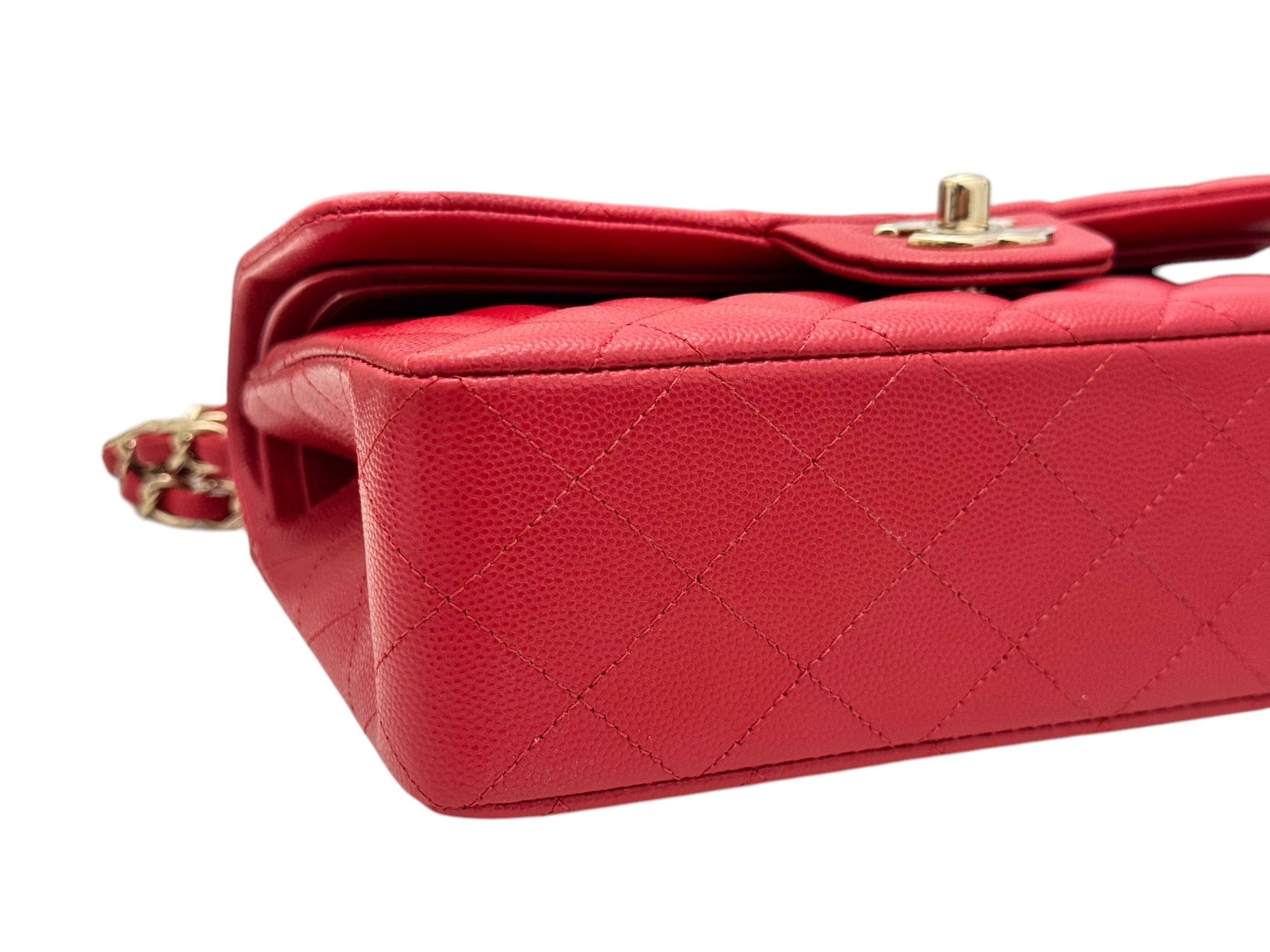 Chanel Timeless Classic Small 22P Red Caviar, Gold-tone Hardware