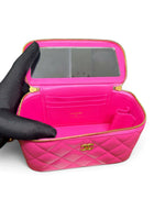 Load image into Gallery viewer, Chanel Coco Hearts Vanity Case, Quilted Barbie Pink Lambskin Gold-tone Hardware
