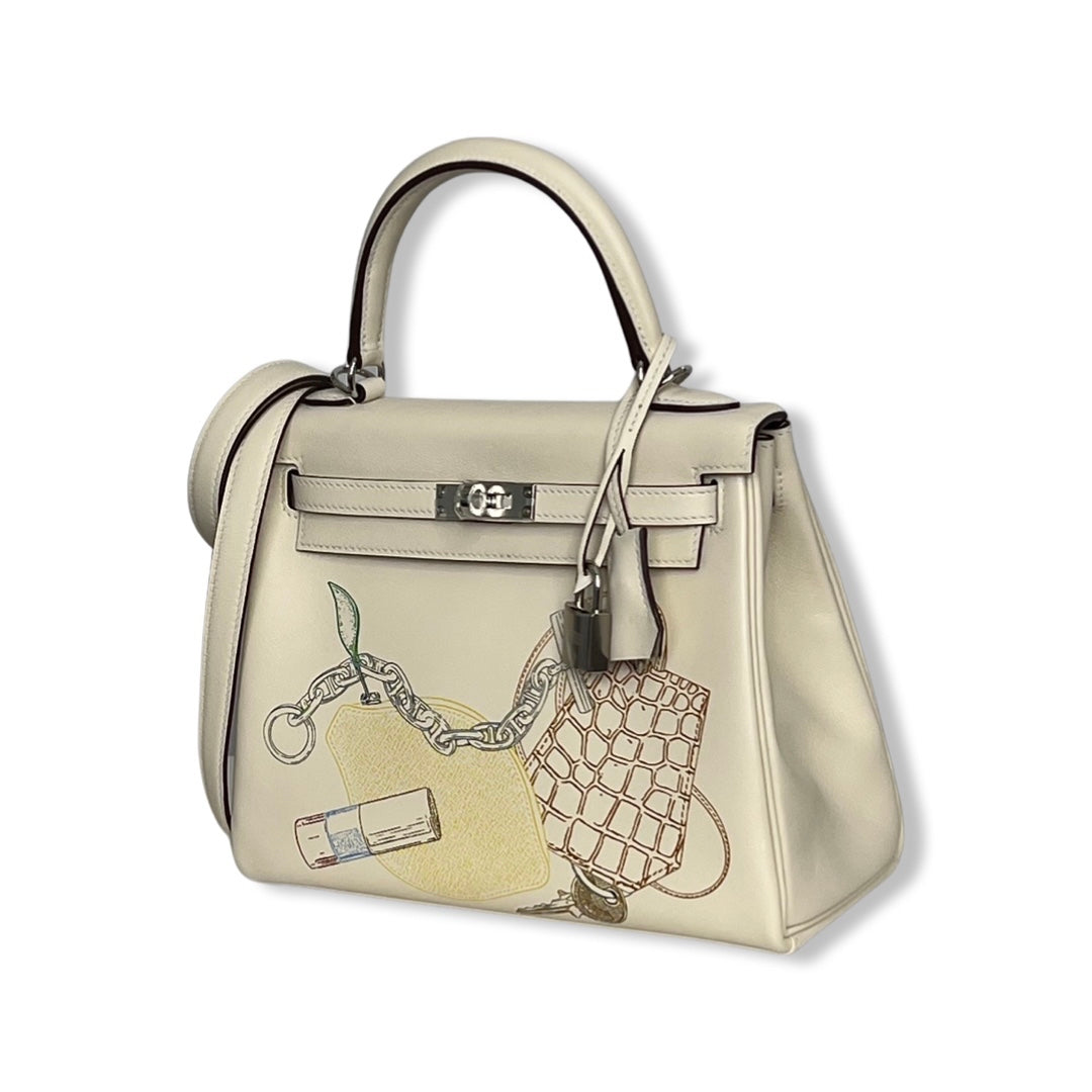 Hermes Kelly 25 Special Edition In and Out Retourne in Nata Swift Leather and Palladium Hardware