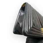 Load image into Gallery viewer, Chanel Leboy Old Medium Mixed Leather Navy Chevron Quilted Gold-tone Hardware
