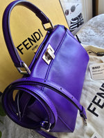 将图片加载到图库查看器，Fendi Peekaboo Mini Nappa Shahtoosh in Purple Rain Silver-tone Hardware
