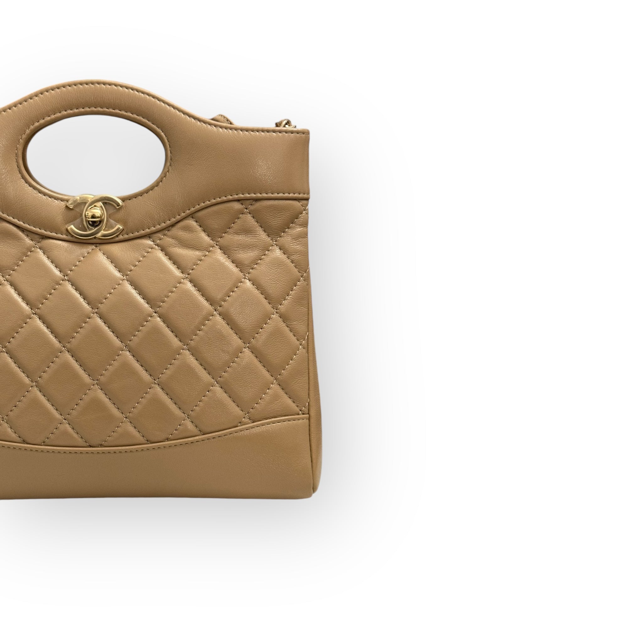 Chanel 31 Mini Shopping Tote Quilted Lambskin Milk Tea/Beige, Gold-Tone Hardware