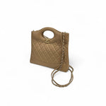 将图片加载到图库查看器，Chanel 31 Mini Shopping Tote Quilted Lambskin Milk Tea/Beige, Gold-Tone Hardware
