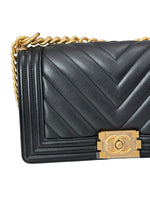 将图片加载到图库查看器，Chanel Leboy Old Medium Black Calfskin Gold-tone Hardware
