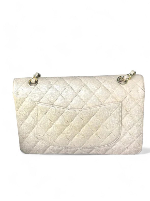 Chanel Timeless Classic Medium Beige Caviar Gold-tone Hardware