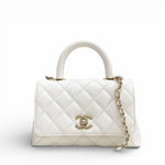 Load image into Gallery viewer, Chanel Coco Handle Mini White Caviar Gold-tone Hardware
