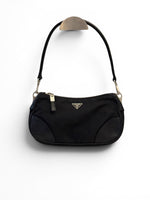 Load image into Gallery viewer, Prada Tessuto Leather and Nylon Baguette - Black, Silver-tone Hardware
