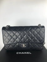 Load image into Gallery viewer, Chanel Timeless Classic Jumbo Black Caviar Silver-tone Hardware
