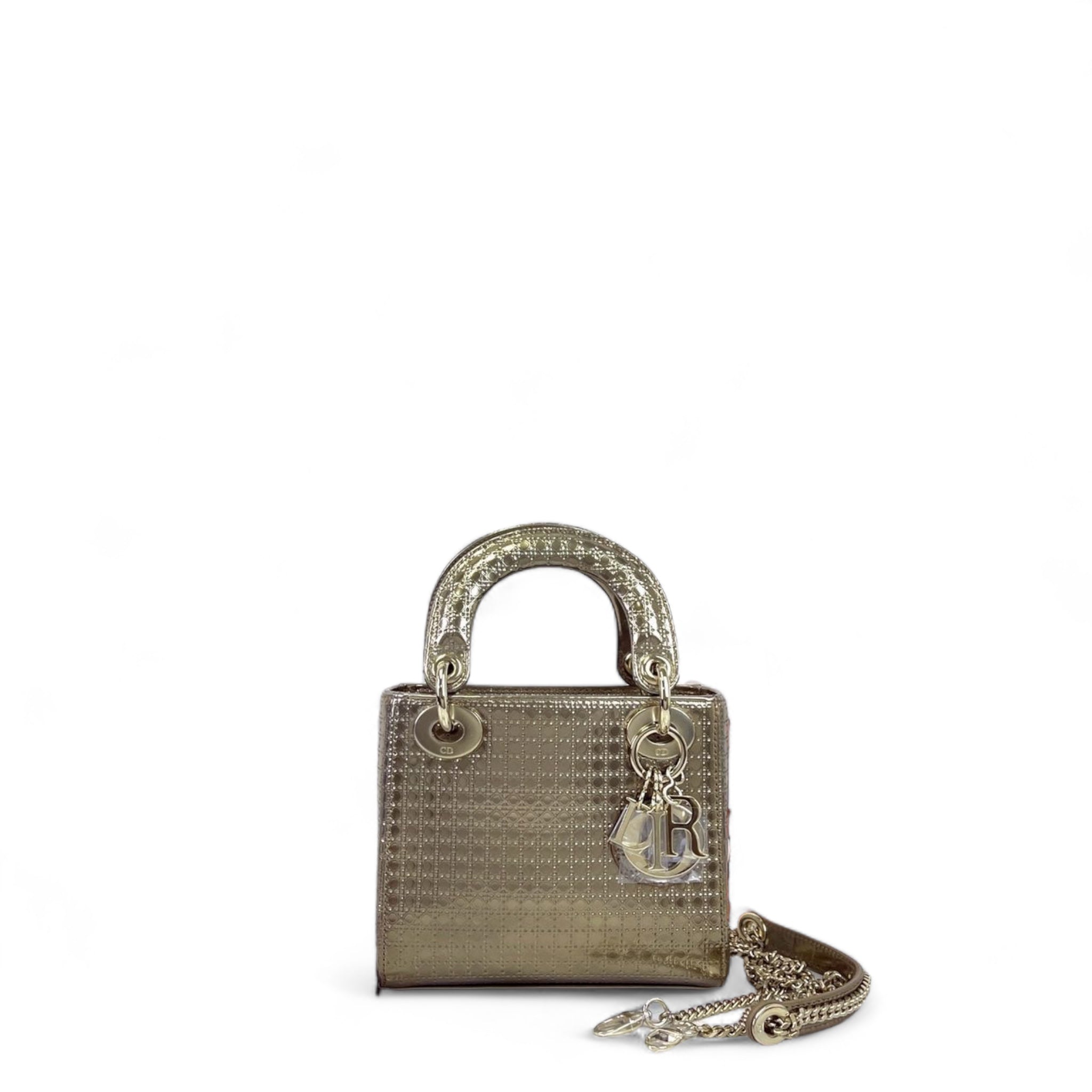 Christian Dior Lady Dior Mini Micro Cannage Pattern Gold