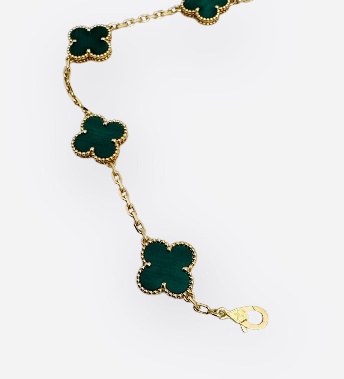 Van Cleef and Arpels Vintage Alhambra 5 Motifs Bracelet, Malachite, 18kt Yellow Gold- VCA