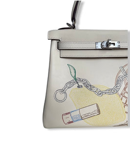 Hermes Kelly 25 Special Edition In and Out Retourne in Nata Swift Leather and Palladium Hardware