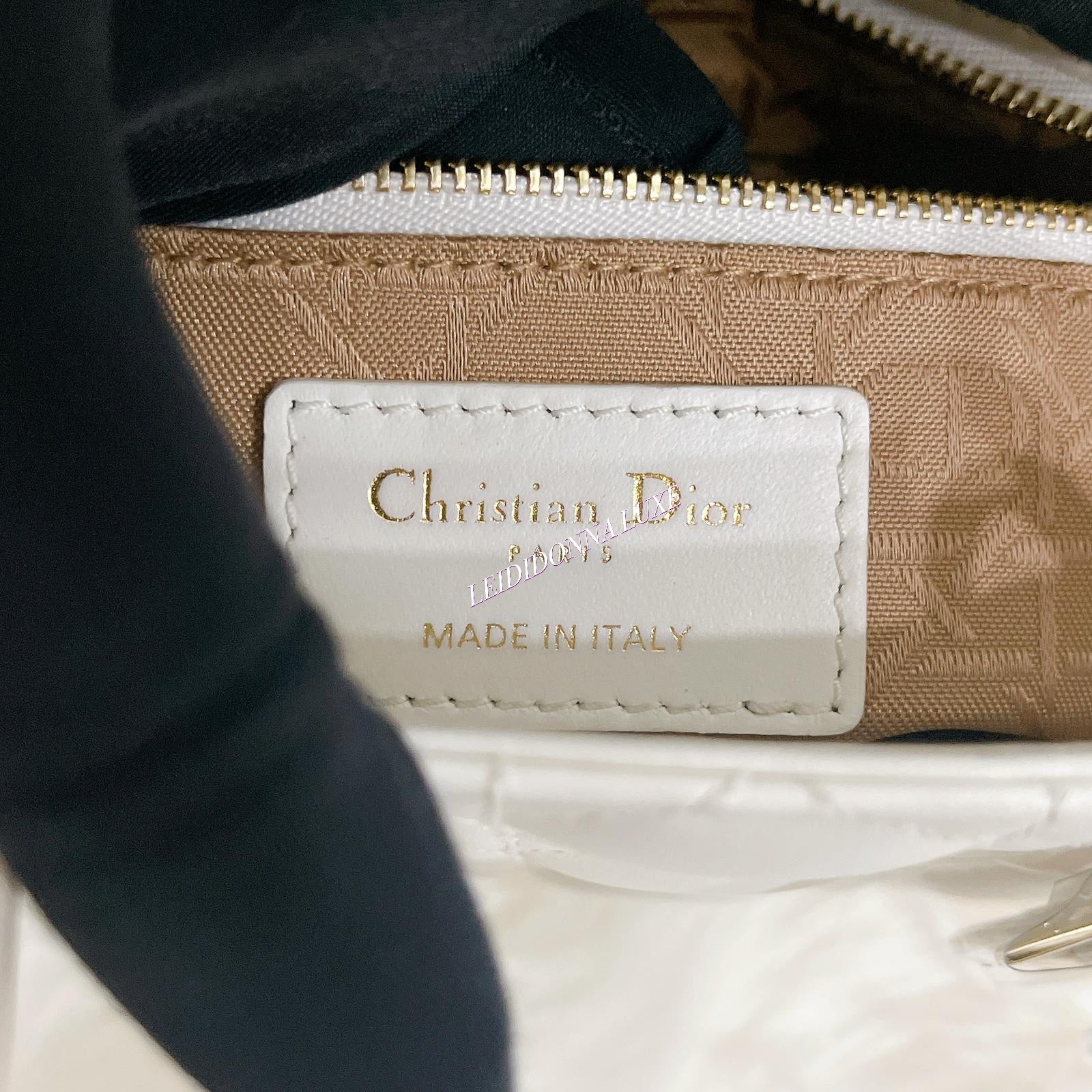 Christian Dior My Lady ABCDior Small White Lambskin Gold-tone Hardware
