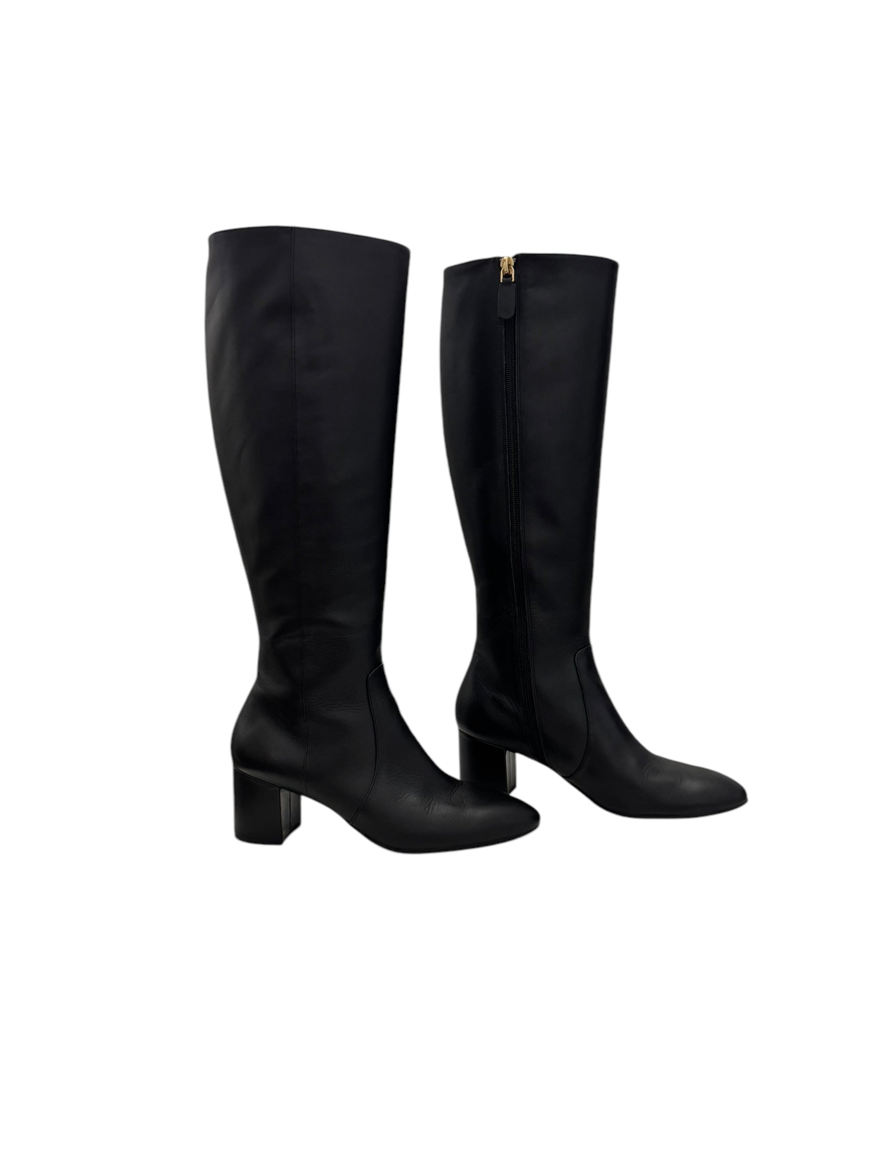 Stuart Weitzman Yuliana 60 Knee-High Zip Boots, Black Nappa Leather, Size US 7B/EU 37.5