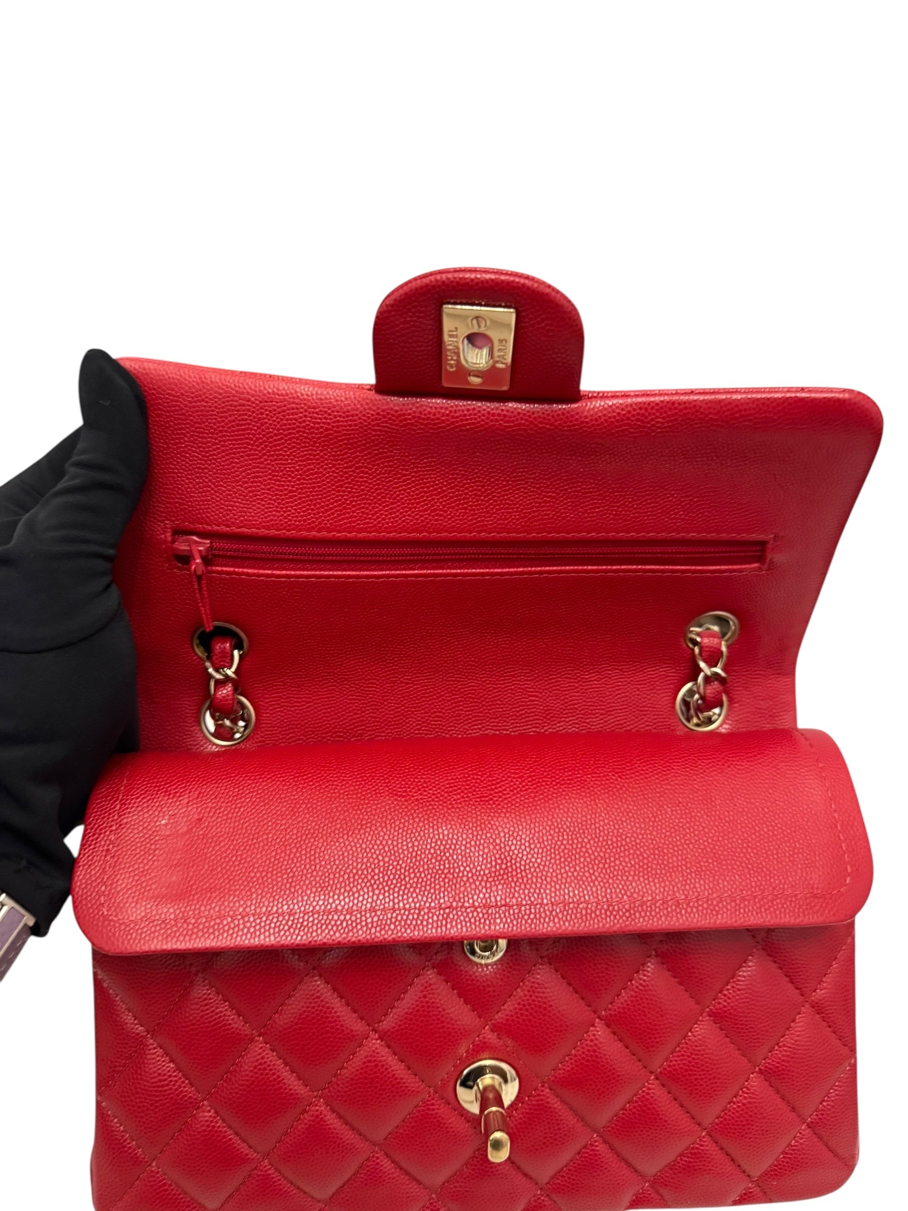 Chanel Timeless Classic Small 19B True Red Caviar Gold-tone Hardware