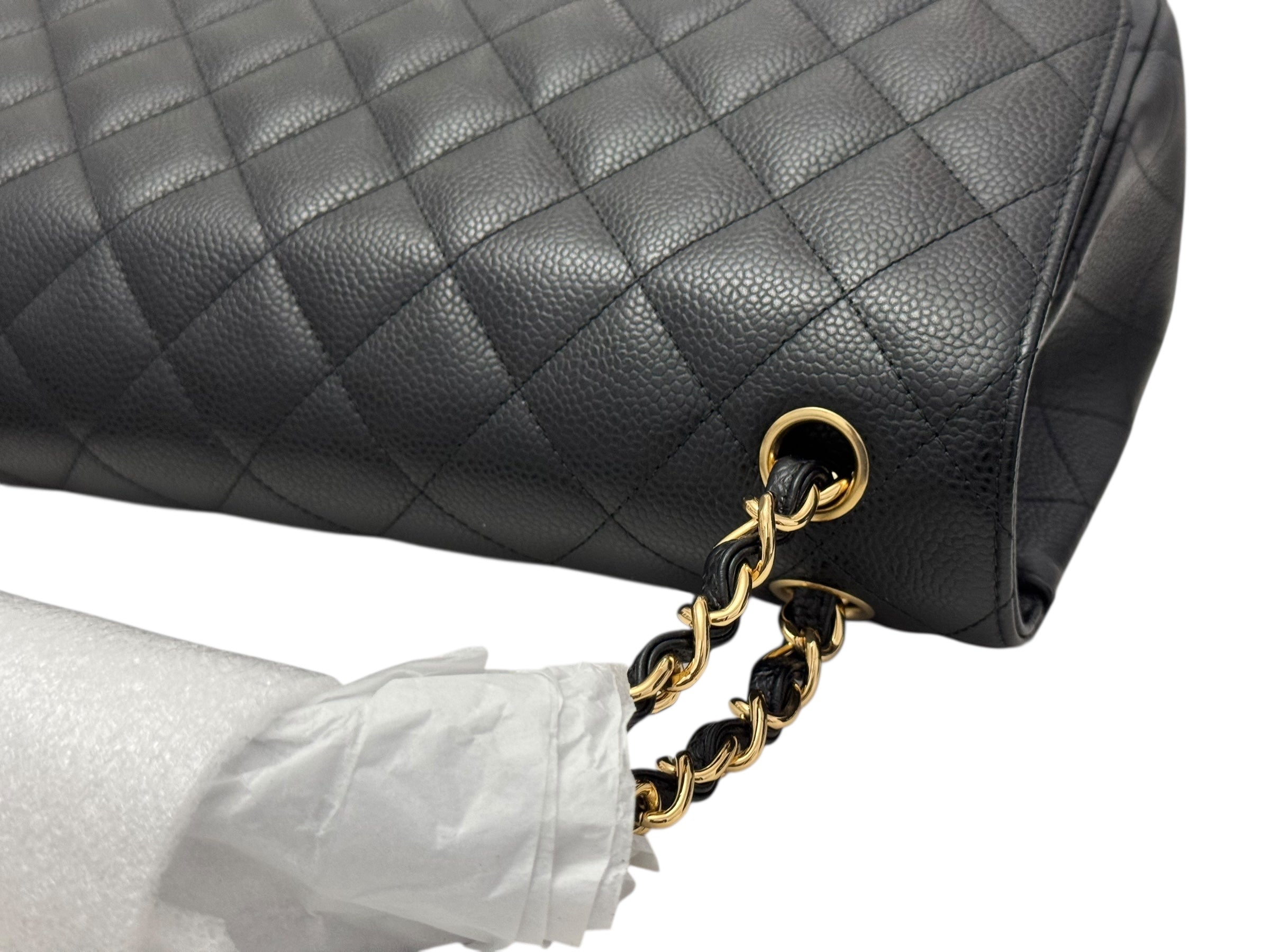 Chanel Timeless Classic Jumbo Black Caviar Gold-tone Hardware