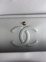 将图片加载到图库查看器，Chanel Timeless Classic Medium M/L Double Flap Ivory Chevron Caviar Gold Hardware
