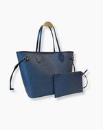 Load image into Gallery viewer, Louis Vuitton LV Neverful MM, Monogram Denim/Epi Leather, Gold-tone Hardware
