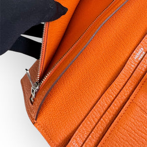 Hermes H Bearn Wallet Orange Chevre Mysore Palladium Hardware