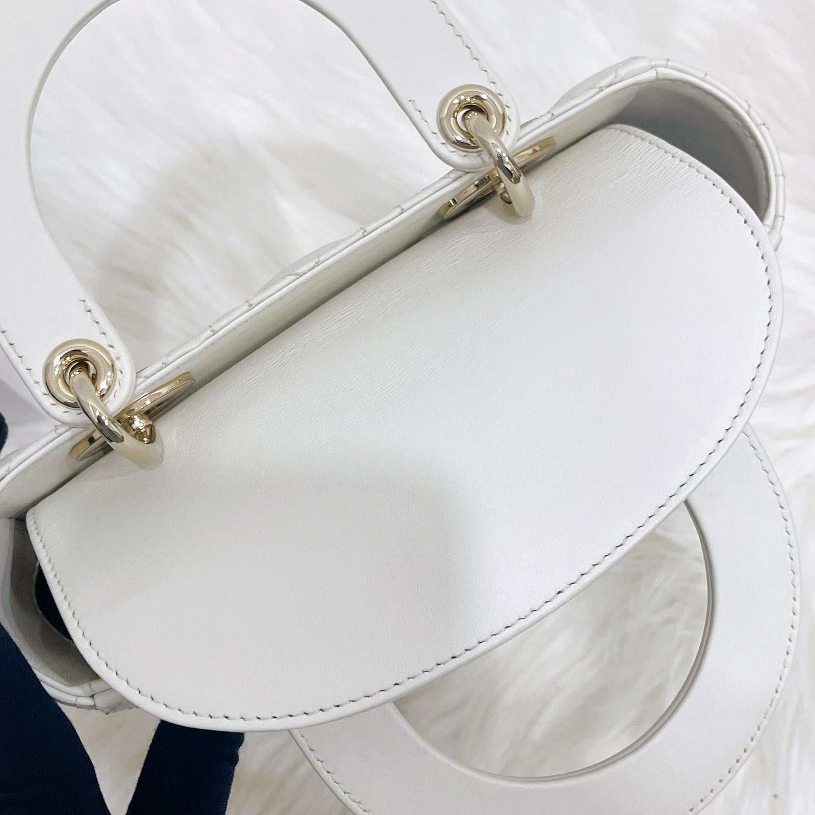 Christian Dior My Lady ABCDior Small White Lambskin Gold-tone Hardware