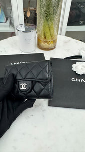 Chanel Card Wallet Black Lambskin Silver-tone Hardware