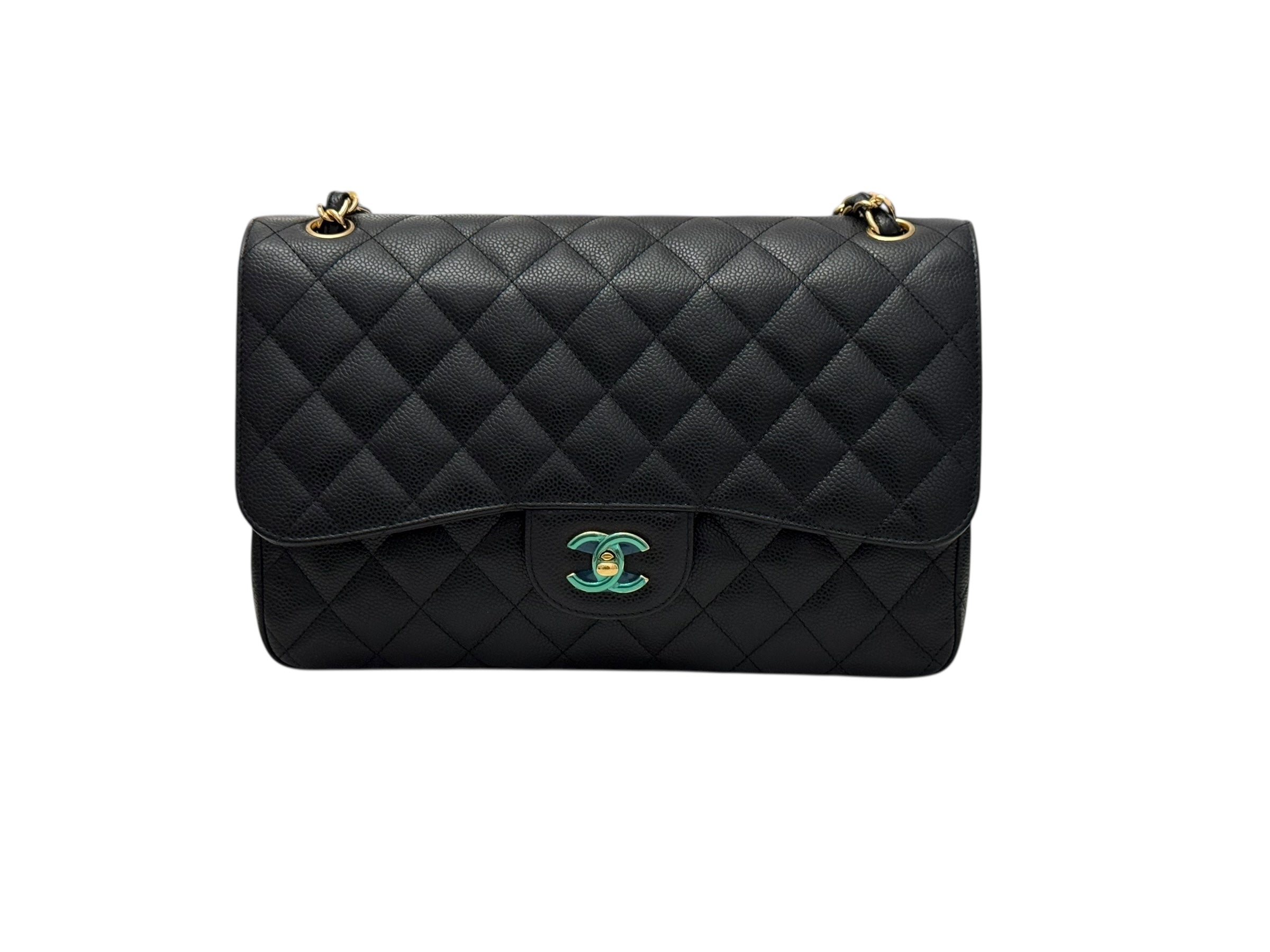 Chanel Timeless Classic Jumbo Black Caviar Gold-tone Hardware