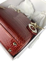 将图片加载到图库查看器，Christian Dior Lady Dior Mini Exotic Crocodile Leather Crystal and Gold Hardware
