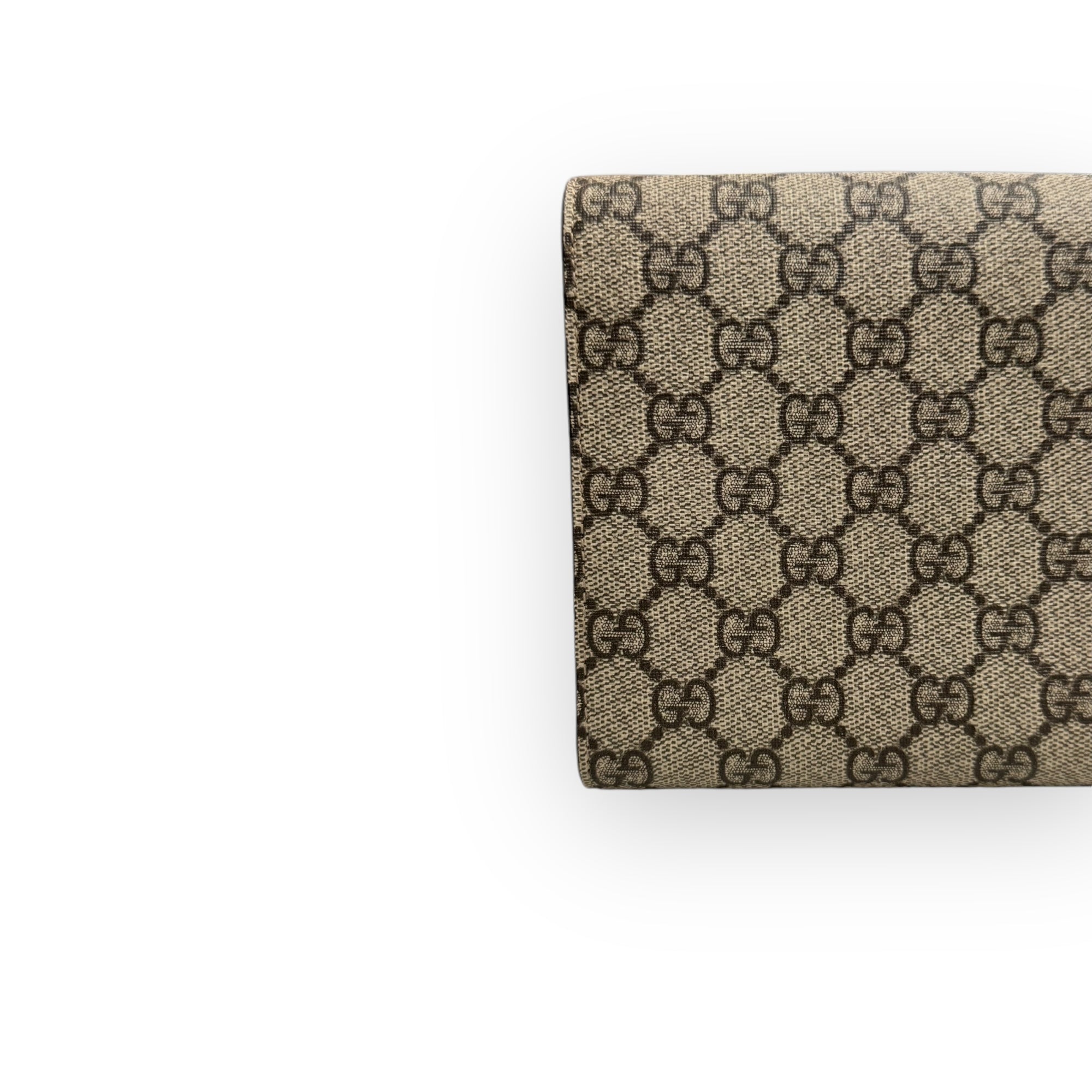 Gucci Dionysus Ebony/Beige GG Supreme Wallet on Chain, Silver-toned Hardware, Red Interior