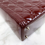 Charger l&#39;image dans la galerie, Christian Dior Lady Dior Medium Bordeaux Patent Silver-tone Hardware
