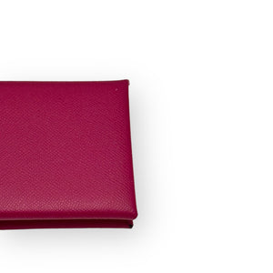 Hermes Calvi Card Wallet, Rose Pourpre Palladium-plated Hardware