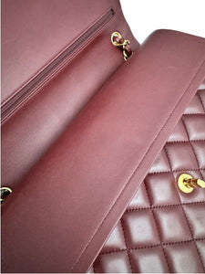 Chanel Timeless Classic Jumbo Burgundy Lambskin Gold-tone Hardware