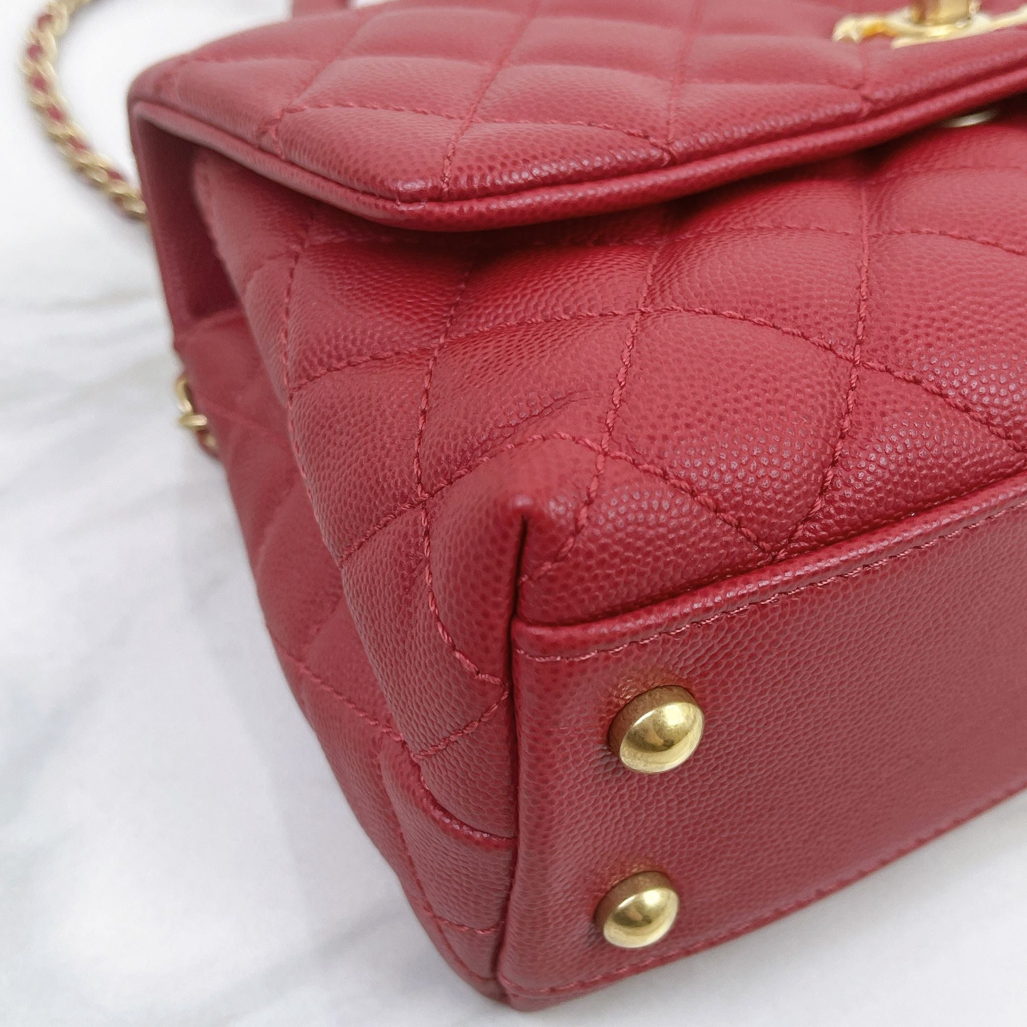 Chanel Coco Handle Small Red Caviar Gold-tone Hardware